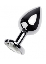 Серебристая анальная пробка с прозрачным кристаллом-сердцем - 8 см. - ToyFa - купить с доставкой в Арзамасе