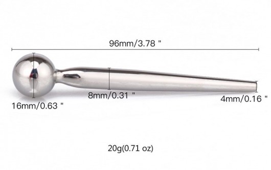 Гладкий металлический уретральный плаг с шариком - 9,6 см. - Notabu - купить с доставкой в Арзамасе