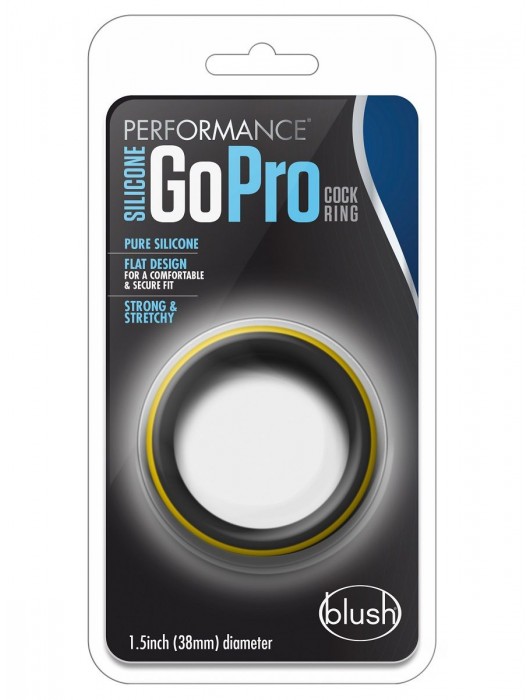 Черно-желтое силиконовое эрекционное кольцо Silicone Go Pro Cock Ring - Blush Novelties - в Арзамасе купить с доставкой