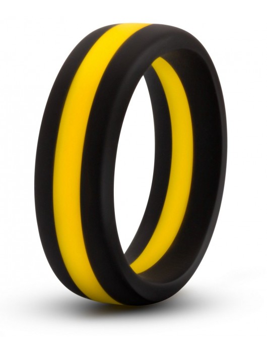 Черно-желтое силиконовое эрекционное кольцо Silicone Go Pro Cock Ring - Blush Novelties - в Арзамасе купить с доставкой