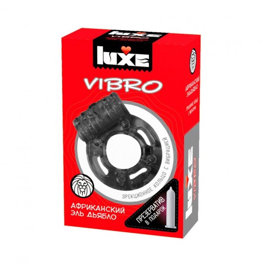 Чёрное эрекционное виброкольцо Luxe VIBRO  Африканский Эль Дьябло  + презерватив - Luxe - в Арзамасе купить с доставкой