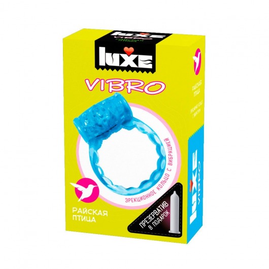 Голубое эрекционное виброкольцо Luxe VIBRO  Райская птица  + презерватив - Luxe - в Арзамасе купить с доставкой