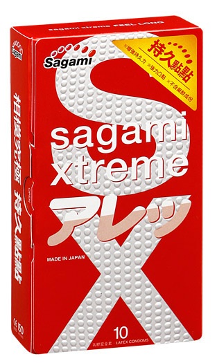 Утолщенные презервативы Sagami Xtreme Feel Long с точками - 10 шт. - Sagami - купить с доставкой в Арзамасе