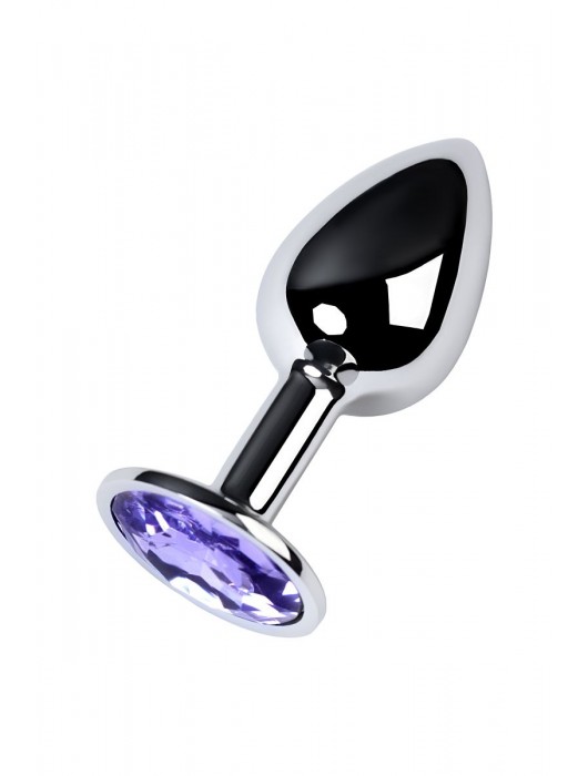 Серебристая конусовидная анальная пробка с фиолетовым кристаллом - 7 см. - ToyFa - купить с доставкой в Арзамасе