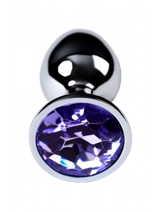 Серебристая конусовидная анальная пробка с фиолетовым кристаллом - 7 см. - ToyFa - купить с доставкой в Арзамасе