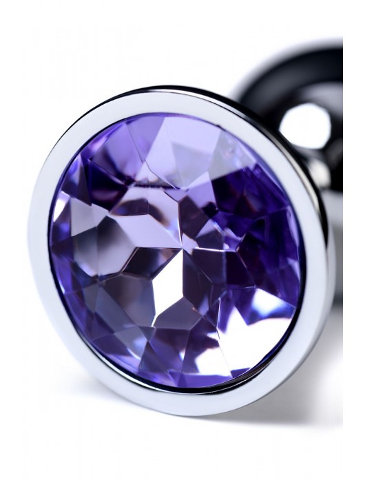 Серебристая конусовидная анальная пробка с фиолетовым кристаллом - 7 см. - ToyFa - купить с доставкой в Арзамасе