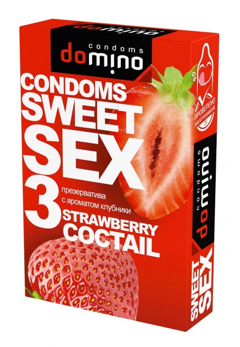 Презервативы для орального секса DOMINO Sweet Sex с ароматом клубничного коктейля  - 3 шт. - Domino - купить с доставкой в Арзамасе