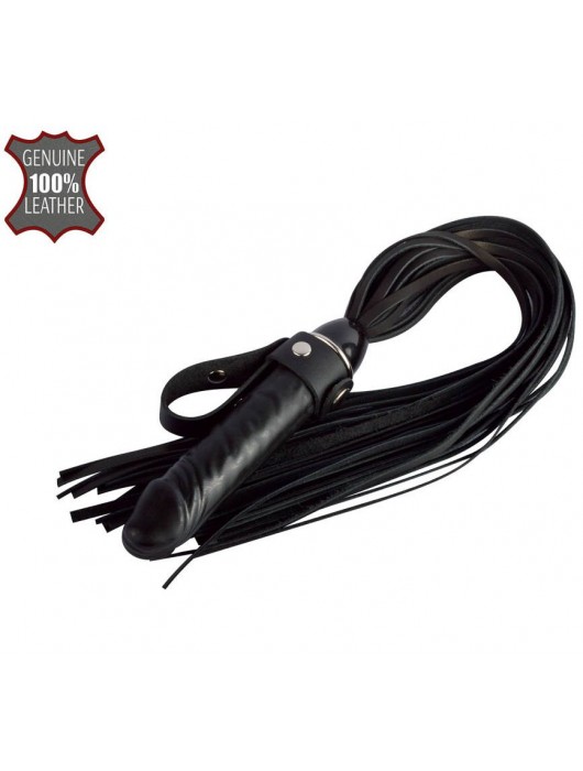 Черная плеть  Ковбой  с ручкой-фаллосом - 55 см. - Sitabella - купить с доставкой в Арзамасе