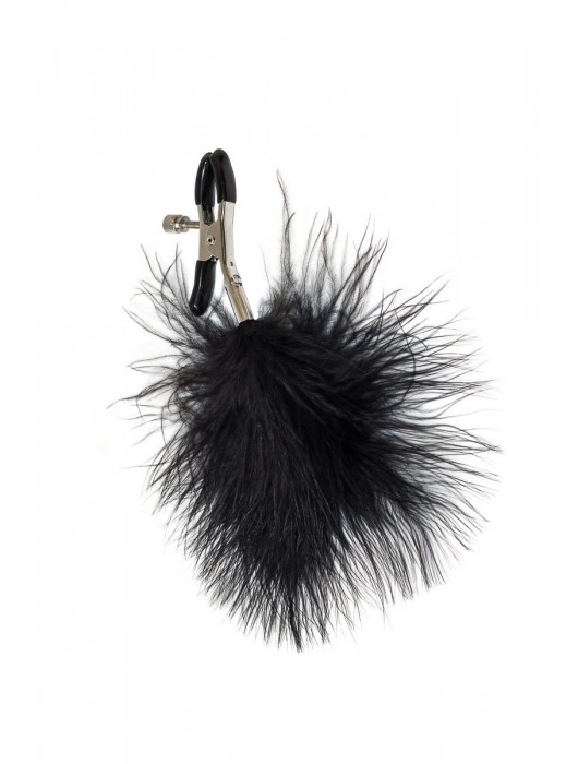 Зажимы на соски с черным пухом Euphoric - Lola Games - купить с доставкой в Арзамасе