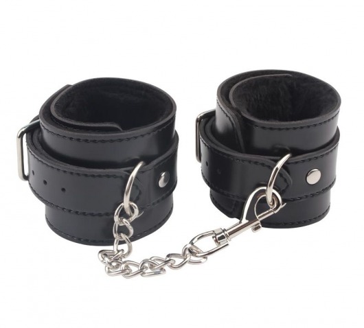 Черные оковы на ноги Obey Me Leather Ankle Cuffs - Chisa - купить с доставкой в Арзамасе