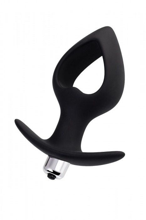 Черная вибровтулка с полой серединой в виде сердечка Cordis M - 14 см. - POPO Pleasure