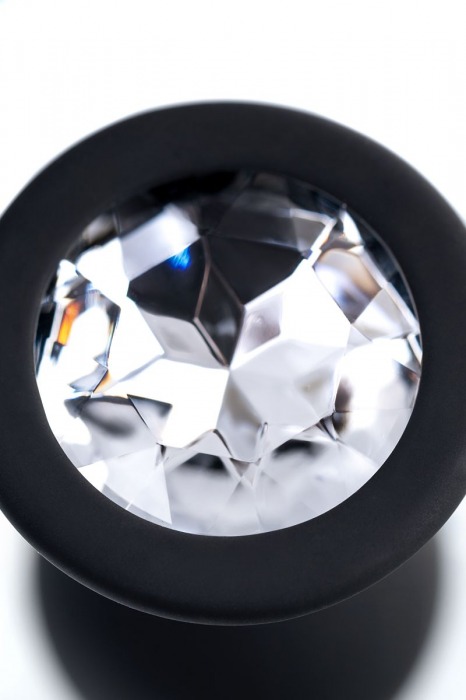 Черная анальная втулка с прозрачным стразом - 7,2 см. - POPO Pleasure - купить с доставкой в Арзамасе