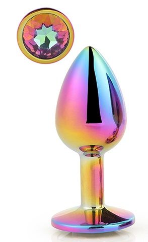Голографическая анальная втулка с радужным кристаллом - 7,1 см. - Dream Toys - купить с доставкой в Арзамасе