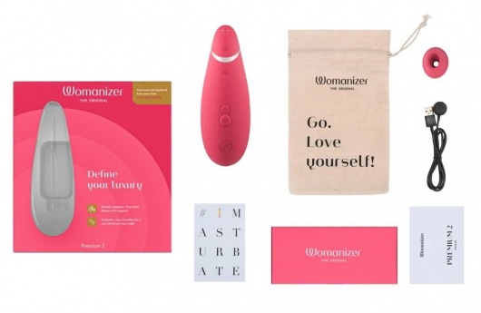 Розовый клиторальный стимулятор Womanizer Premium 2 - Womanizer