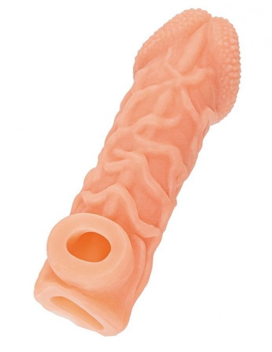 Телесная закрытая насадка с венками Cock Sleeve Size S - 13,8 см. - KOKOS - в Арзамасе купить с доставкой