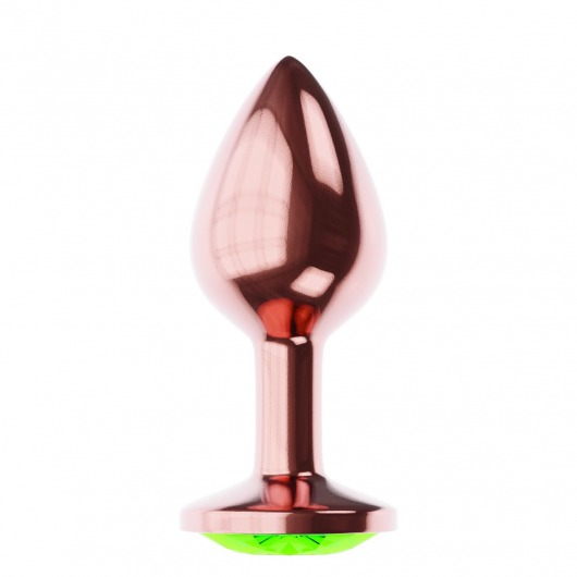 Пробка цвета розового золота с лаймовым кристаллом Diamond Emerald Shine S - 7,2 см. - Lola Games - купить с доставкой в Арзамасе