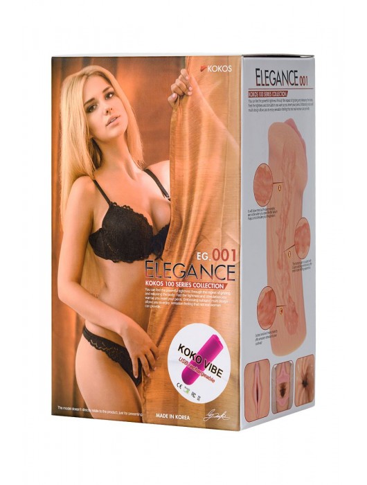 Реалистичный мастурбатор-вагина телесного цвета Elegance.001 с вибрацией - KOKOS - в Арзамасе купить с доставкой