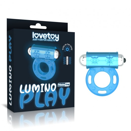 Голубое, светящееся в темноте эрекционное виброкольцо Lumino Play Vibrating Penis Ring - Lovetoy - в Арзамасе купить с доставкой