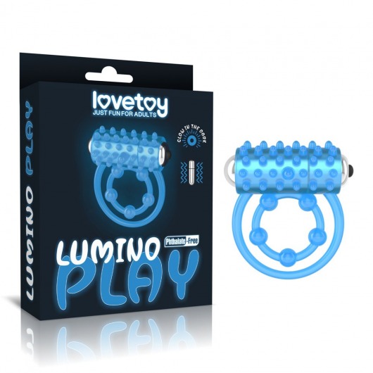 Голубое, светящееся в темноте виброкольцо Lumino Play Vibrating Penis Ring - Lovetoy - в Арзамасе купить с доставкой