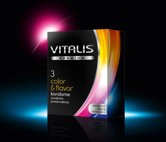 Цветные ароматизированные презервативы VITALIS PREMIUM color   flavor - 3 шт. - Vitalis - купить с доставкой в Арзамасе