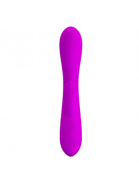 Лиловый вибратор Victor с клиторальным стимулятором - 17 см. - Baile