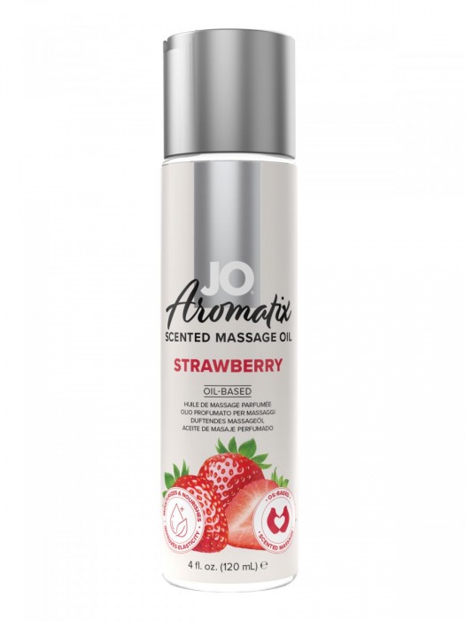 Массажное масло JO Aromatix Massage Oil Strawberry с ароматом клубники - 120 мл. - System JO - купить с доставкой в Арзамасе