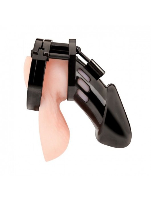 Черная акриловая клетка целомудрия для члена с замком - BlueLine - купить с доставкой в Арзамасе