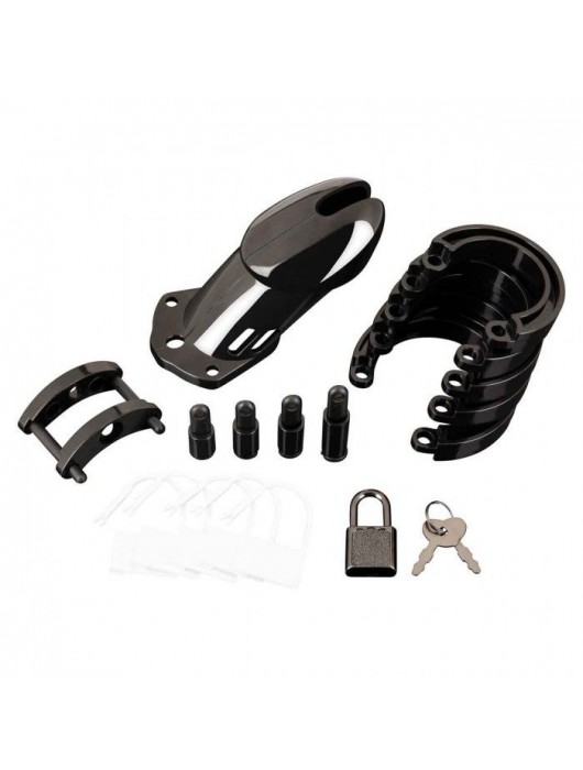 Черная акриловая клетка целомудрия для члена с замком - BlueLine - купить с доставкой в Арзамасе