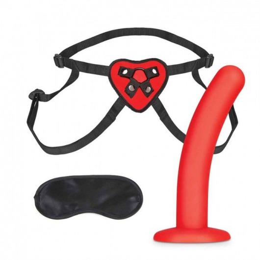 Красный поясной фаллоимитатор Red Heart Strap on Harness   5in Dildo Set - 12,25 см. - Lux Fetish - купить с доставкой в Арзамасе