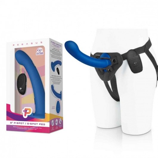 Синяя насадка Remote Control P-Spot G-Spot с черными трусиками - 20 см. - Pegasus - купить с доставкой в Арзамасе