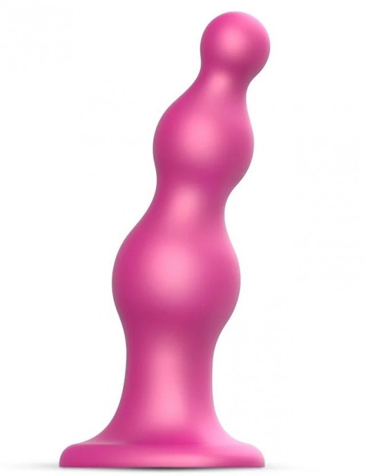 Розовая насадка Strap-On-Me Dildo Plug Beads size S - Strap-on-me - купить с доставкой в Арзамасе