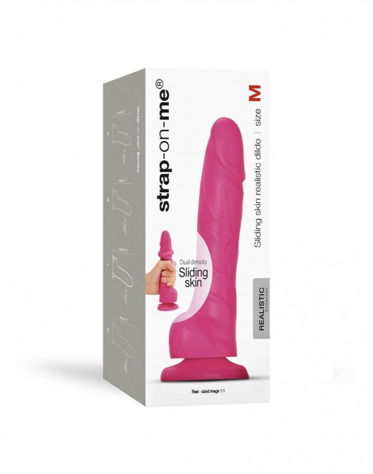 Розовый фаллоимитатор Strap-On-Me Sliding Skin Realistic Dildo size M - Strap-on-me купить с доставкой в интернет-магазине Orgasmix в Арзамасе Розовый фаллоимитатор Strap-On-Me Sliding Skin Realistic Dildo size M - Strap-on-me