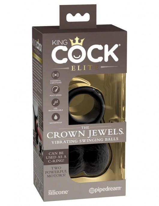 Черная вибронасадка King Cock Ellite The Crown Jewels - Pipedream - в Арзамасе купить с доставкой