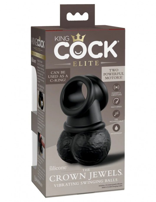 Черная вибронасадка King Cock Ellite The Crown Jewels - Pipedream - в Арзамасе купить с доставкой