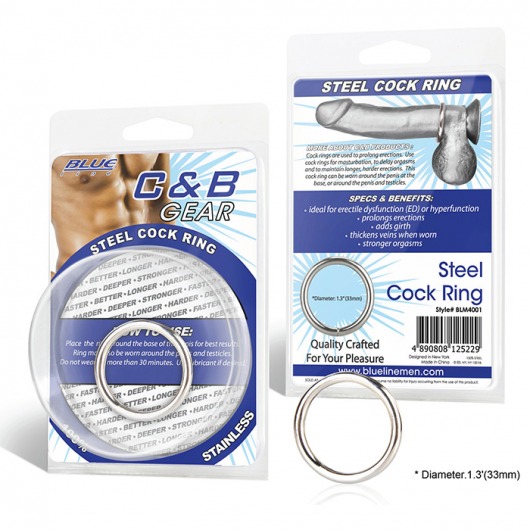 Стальное эрекционное кольцо STEEL COCK RING - 3.5 см. - BlueLine - в Арзамасе купить с доставкой