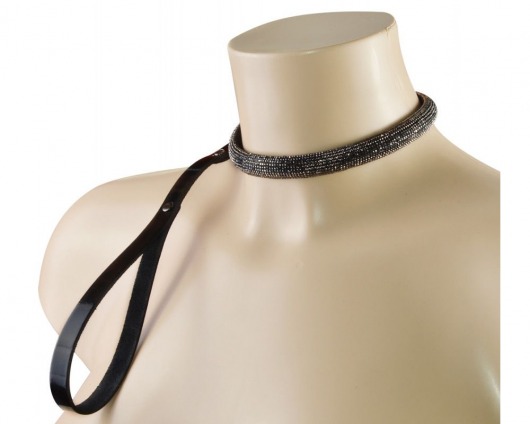 Эффектный сверкающий ошейник с поводком  Гламур - Sitabella - купить с доставкой в Арзамасе