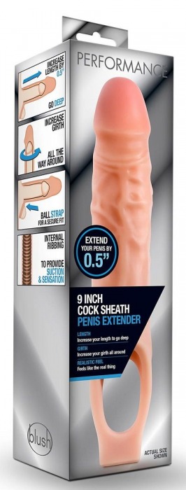 Телесная насадка на пенис 9 Inch Cock Sheath Extender - 22,2 см. - Blush Novelties - в Арзамасе купить с доставкой