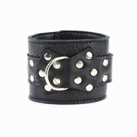 Чёрные кожаные оковы с клепками - БДСМ Арсенал - купить с доставкой в Арзамасе