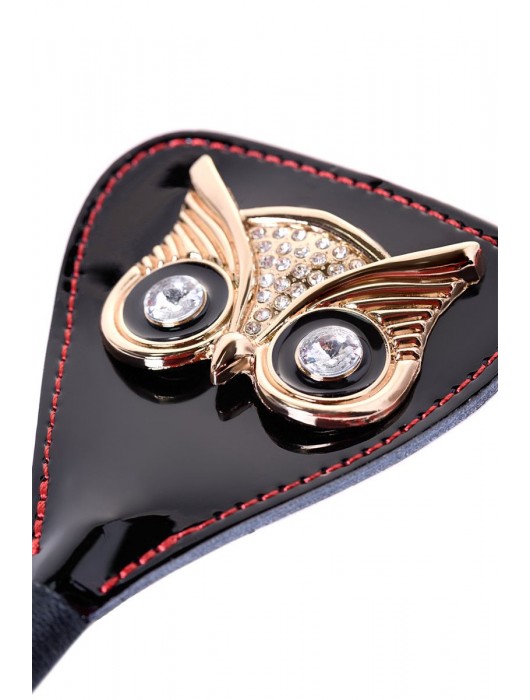 Чёрный стек с совой на кожаном наконечнике - 24 см. - ToyFa - купить с доставкой в Арзамасе