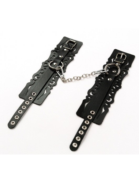 Узорчатые кожаные оковы с регулируемыми ремешками - Crazy Handmade - купить с доставкой в Арзамасе