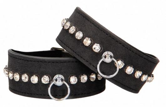 Черные поножи Diamond Studded Ankle Cuffs - Shots Media BV - купить с доставкой в Арзамасе