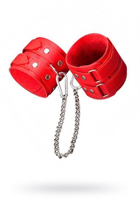 Кожаные красные оковы с цепочкой - Sitabella - купить с доставкой в Арзамасе