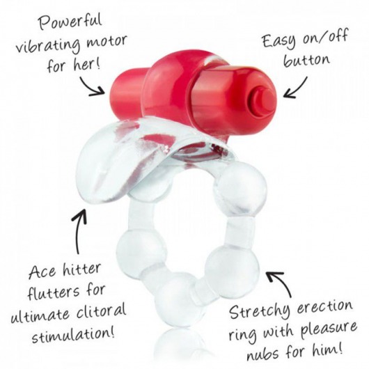 Виброкольцо с язычком и красным виброэлементом Overtime - Screaming O - в Арзамасе купить с доставкой