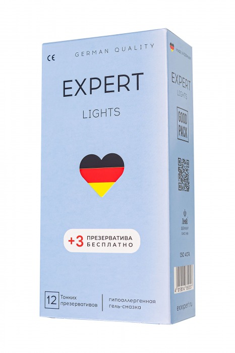 Ультратонкие презервативы EXPERT Lights - 12 шт.(+3 в подарок) - Expert - купить с доставкой в Арзамасе