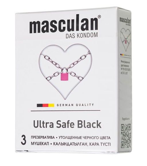 Ультрапрочные презервативы Masculan Ultra Safe Black - 3 шт. - Masculan - купить с доставкой в Арзамасе