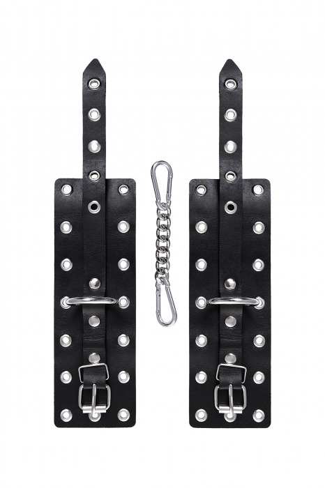 Черные кожаные однослойные наручники с люверсами - Pecado - купить с доставкой в Арзамасе