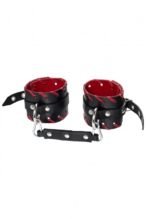 Черно-красные оковы из натуральной кожи - Pecado - купить с доставкой в Арзамасе