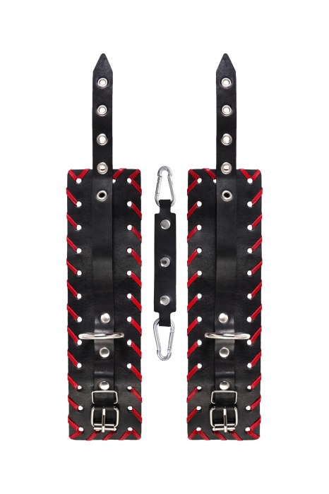 Черно-красные оковы из натуральной кожи - Pecado - купить с доставкой в Арзамасе
