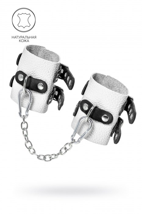Бело-черные наручники с двумя ремешками и люверсами - Pecado - купить с доставкой в Арзамасе