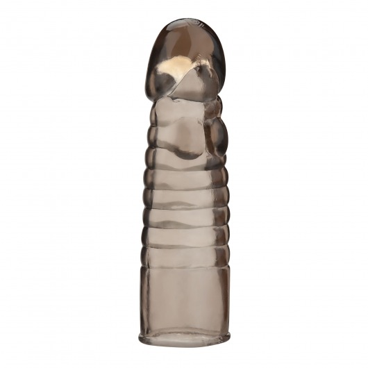 Дымчатая насадка-удлинитель Ribbed Realistic Penis Enhancing Sleeve Extension - 15,2 см. - BlueLine - в Арзамасе купить с доставкой